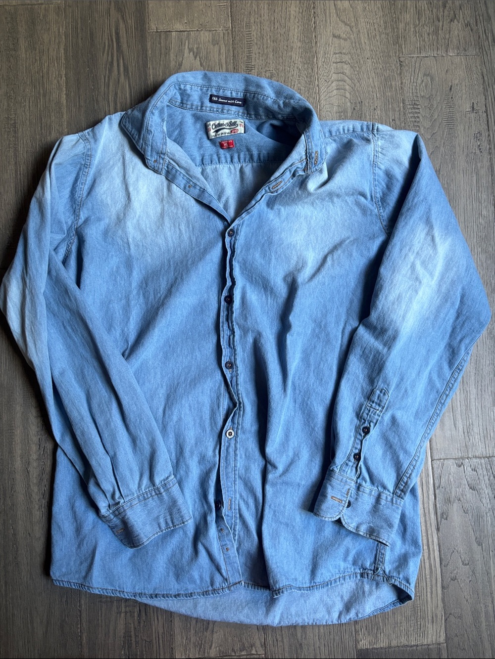 Cotton & Silk | 100% Cotton Light Blue Denim Button-Up Shirt Size XL